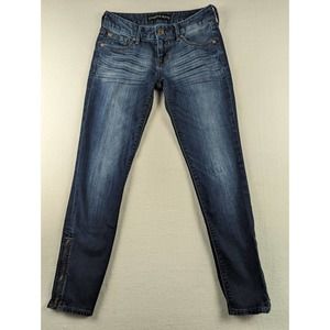 Express Jeans Womens Size 0 Stella Low Rise Ankle Legging Blue Zip Hems Stretchy